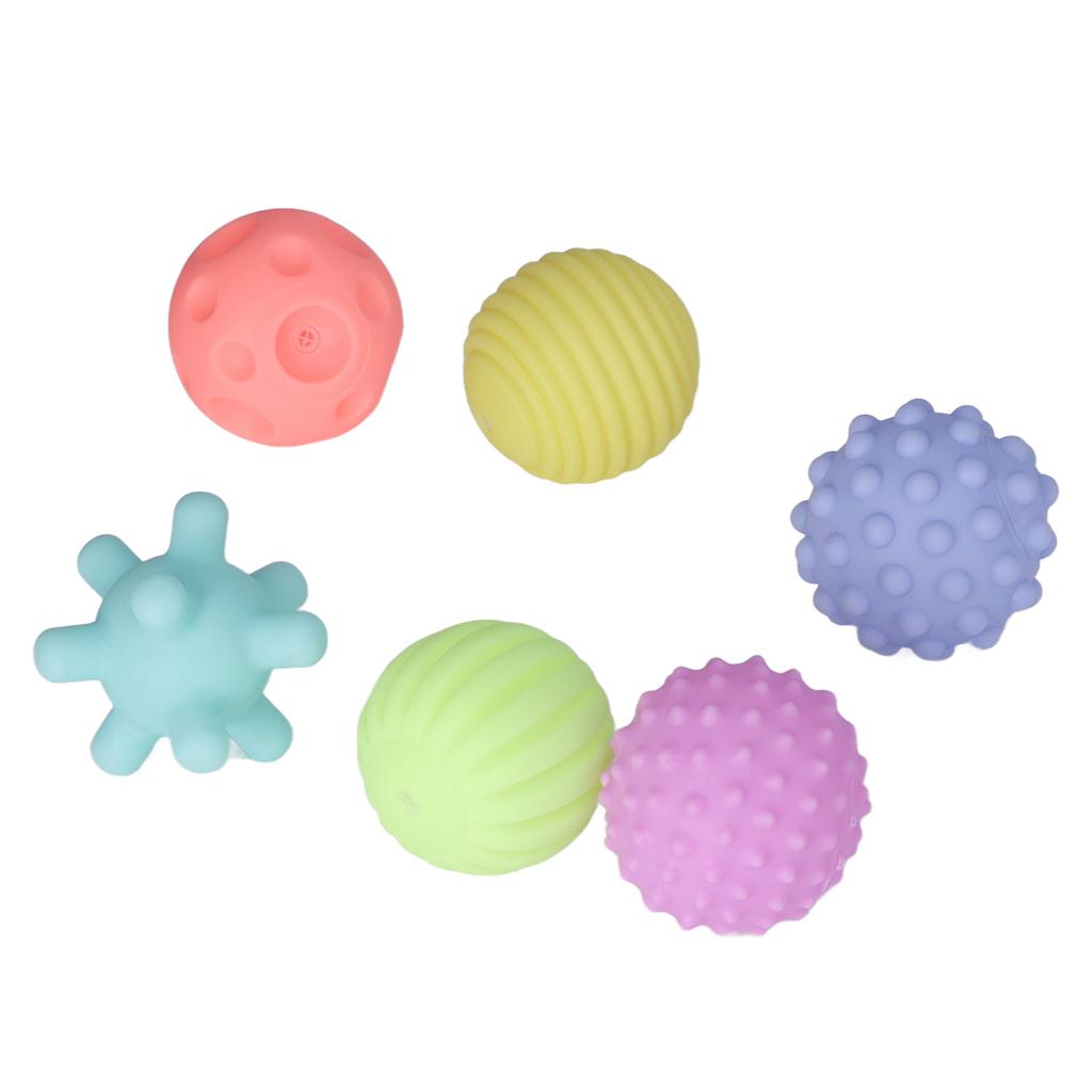 6pcs Baby Textured Ball Set Infant Funny Soft Elastic Multicolor Squeezing Sensory Ball Toy for