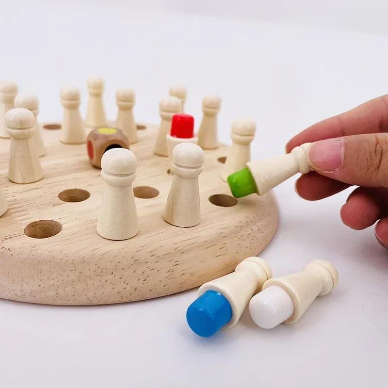 Non-Toxic Wooden Memory Match Stick Chess Color Game Board Puzzles Montessori Educational Toy Cognitive Ability Learning Toys For Children