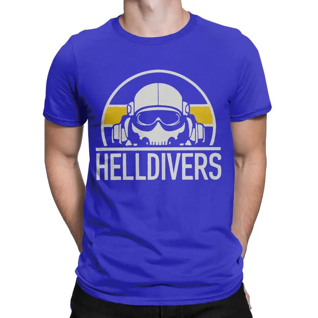 Helldivers Dive Harder Game Men T Shirt Leisure Tees Short Sleeve Round Neck T-Shirt Pure Cotton Gift Idea Clothes