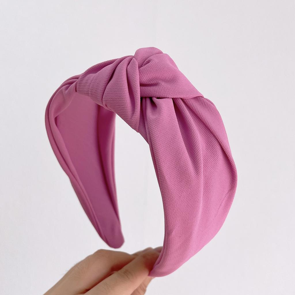PROLY Nové módní vlasové doplňky pro ženy Široká strana Uzel uprostřed Turban Jednobarevná ležérní čelenka do vlasů