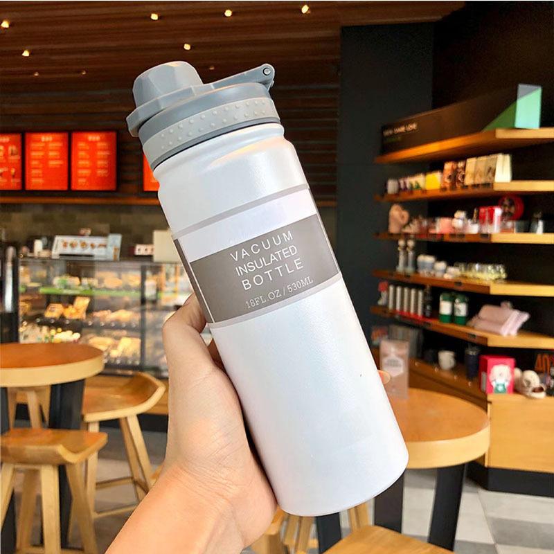 

750ML Stainless Steel Outdoor Thermos Bottle Cup Large-Capacity Portable Sports Travel Car Water Cup Kettle Kids Water Bottle белый