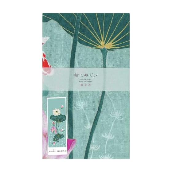 Hamamonyo Tenugui Towel: Suzuki Kiitsu's Lotus and Goldfish