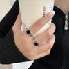 Retro Geometrischer Schwarzer Offener Ring mit Römischen Ziffern - 925 Silber Damen Mehrschichtiger Hip Hop Zeigefingerring