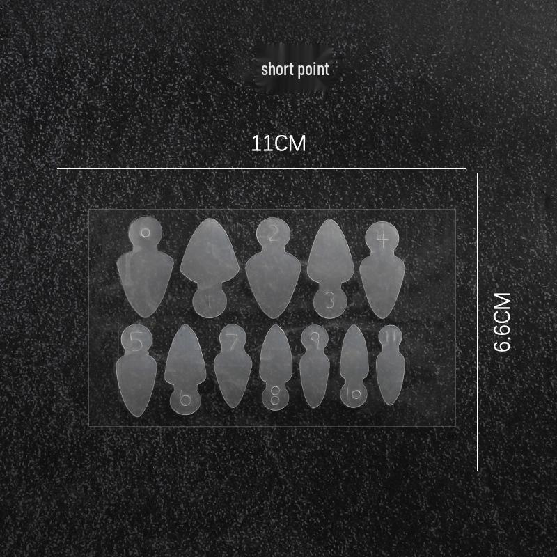 12-Piece French Style Nail Art Crystal Gel Mold Kit - Long, Round, Short, Pointed Stickers with Silicone Mold