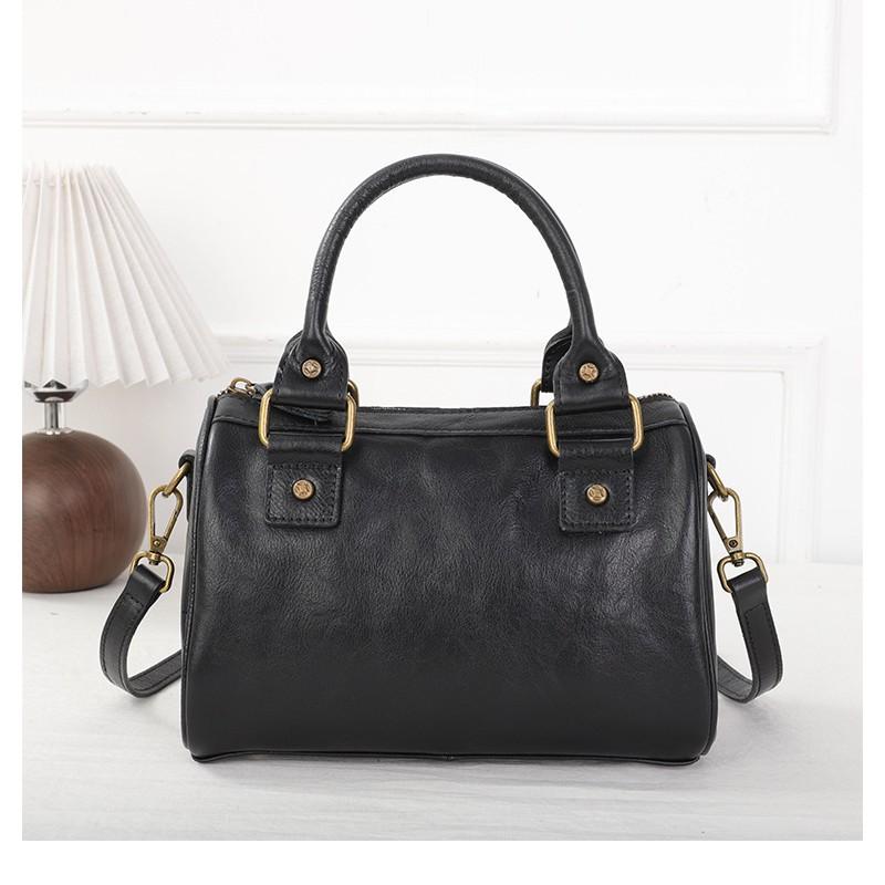 Retro Top-layer Plant-tanned Cowhide Cross-shoulder Women's Bag Genuine Leather Handbag Large Capacity Fashionable Boston