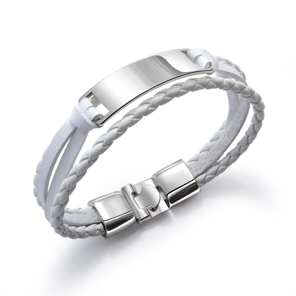 Cheap Custom Multilayer Braided PU Leather Bracelet for Men Fashion Trendy Bar Style Blank Bangles