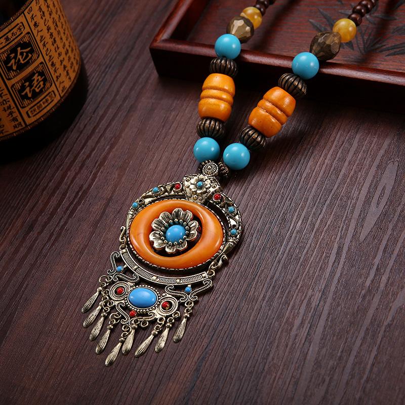 Bohemia Ethnic Necklace Pendant Vintage Strand Statement for Women Jewelry Accessories