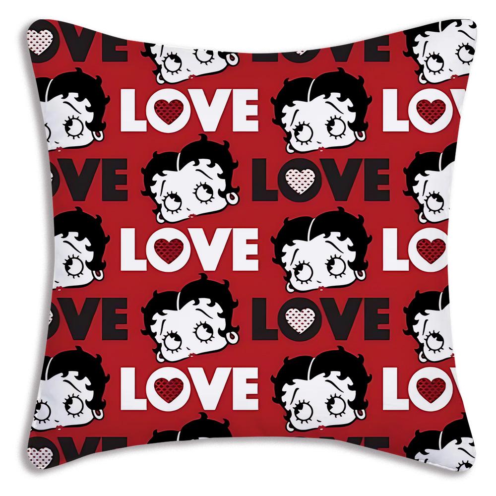 Cute B-Bettys Girl Boops Pillow Covers Cartoon Sofa Decorative Home Double-sided Printing Short Plush Cute Cushion Cover
