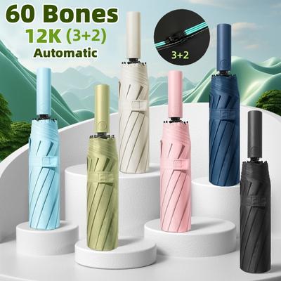 60 Bones Automatic UV Umbrella  Strong Windproof Folding Sun Umbrellas Sunshade UV Protection Rain Umbrella Outdoor Parasol