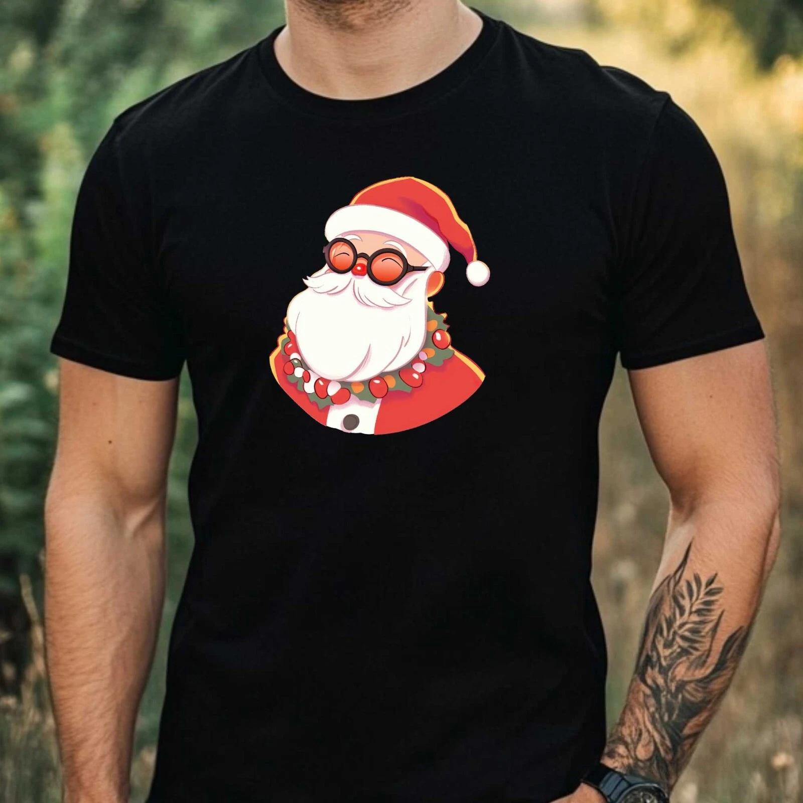 T-Shirt Herren Retro Lustiger Weihnachtsmann Motiv Baumwolle Größe XS bis 5XL XXXL