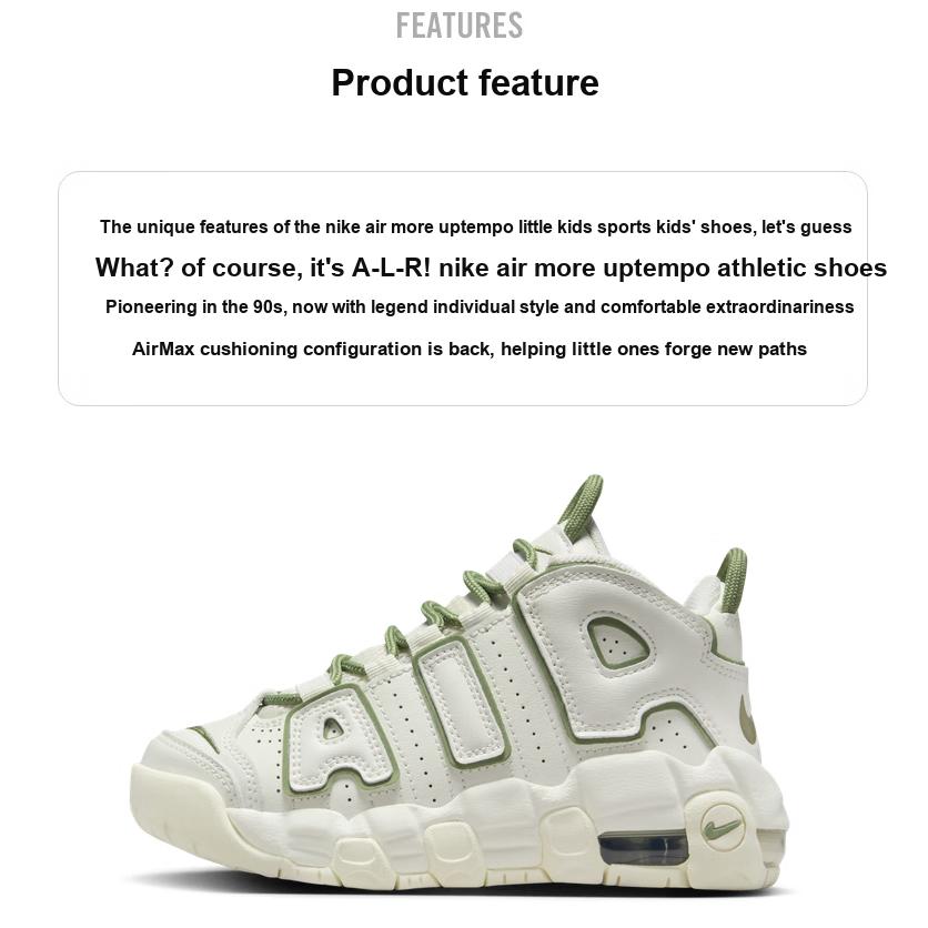 Nike Air More Uptempo Personalità Classica Confortevole Straordinario Antiscivolo Assorbimento degli Urti Resistente all'Usura Scarpe da Basket Basse per Bambini FQ8209-100
