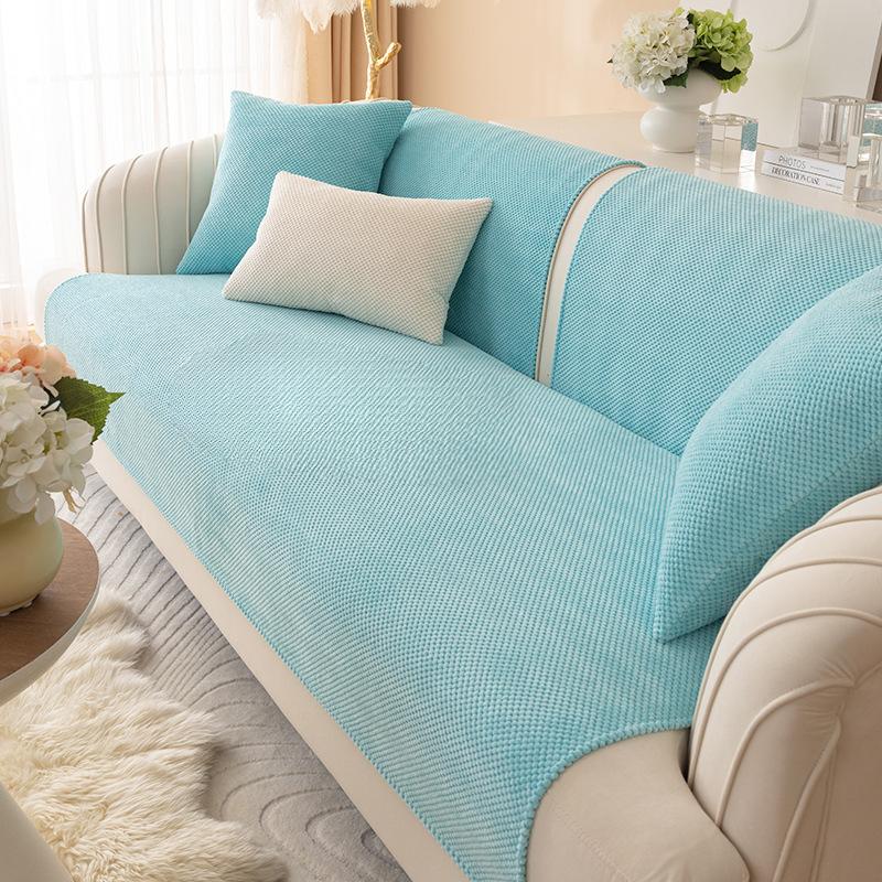 Plysj Sofapute Fire Sesonger Universell Enkel Grå Høst og Vinter Sklisikker Skinn Sofatrekk Putetrekk Stoff