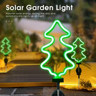 Christmas Tree Solar Lights Fluorescent Plug-in Garden Decorative Light Outdoor Waterproof Artificial Christmas Tree Decor