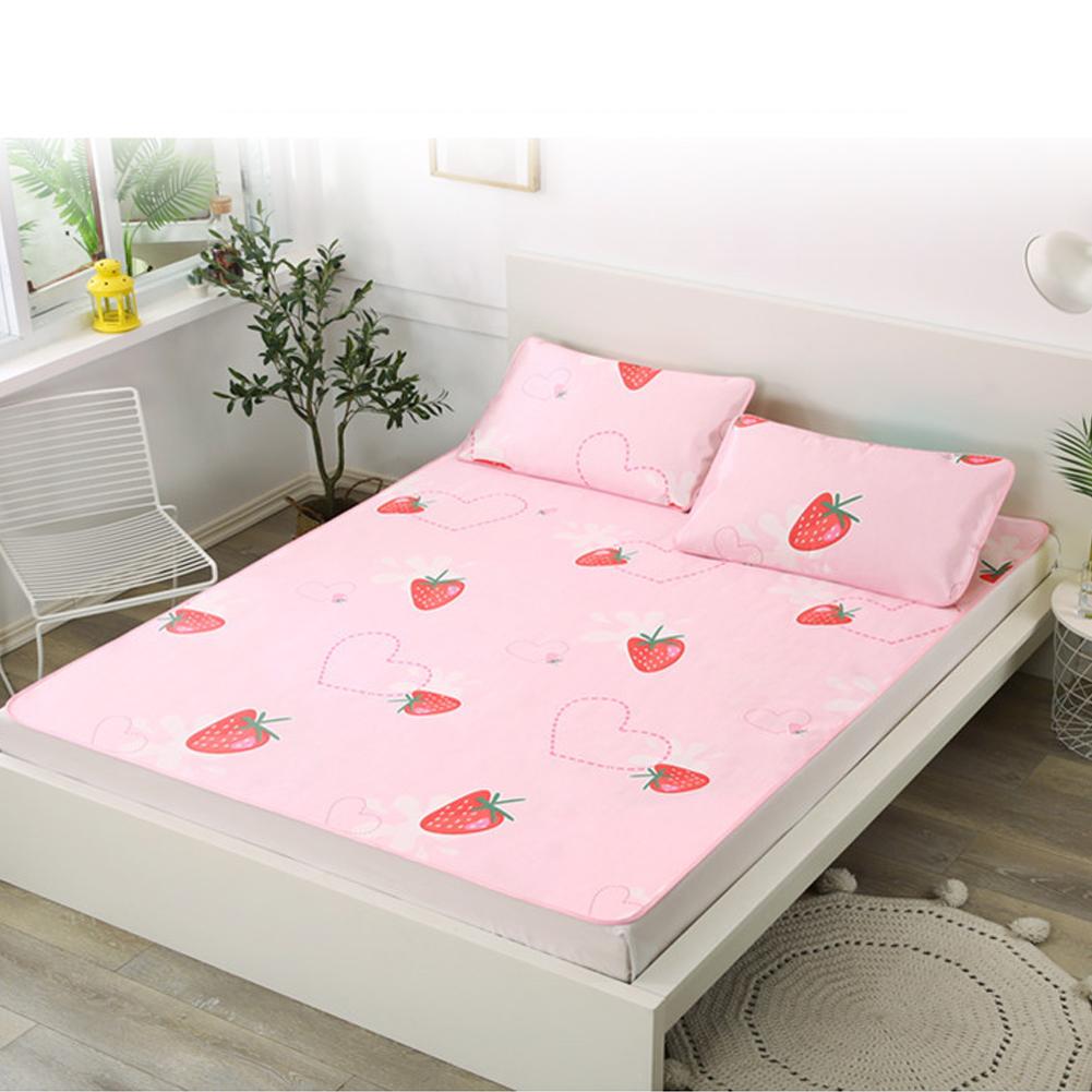 2Pcs/Set Cartoon Pattern Foldable Summer Cooling Sleeping Mat Air Conditioning Mat with Pillowcase