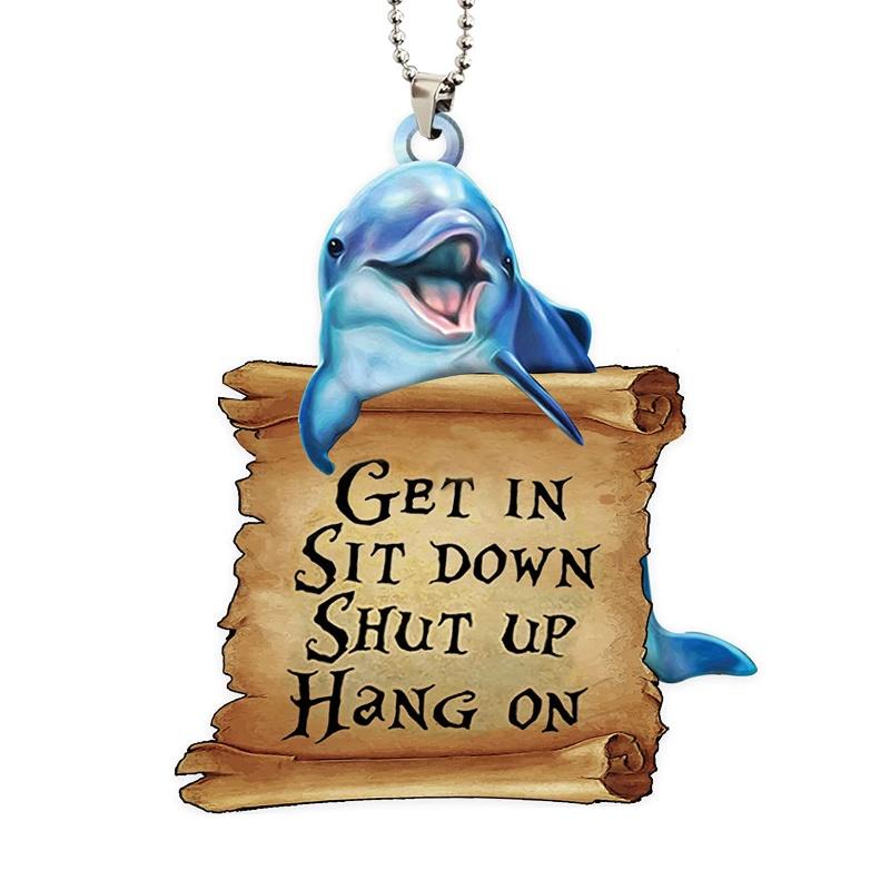 Dolphin Car Rearview Mirror Accessory Christmas Tree Decoration Hanging Ornament Home Decor Gift Acrylic Material