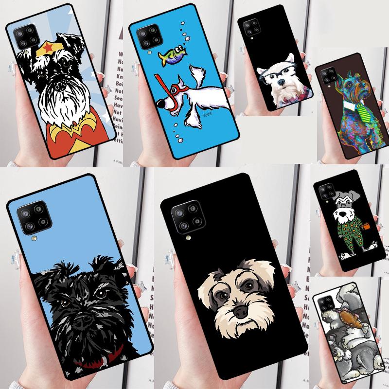 Cartoon schnauzer dog For Samsung Galaxy A26 A56 A36 A16 A22 A32 A52 A54 A14 A55 A35 A15 A53 A33 A13 A05 A06 Case