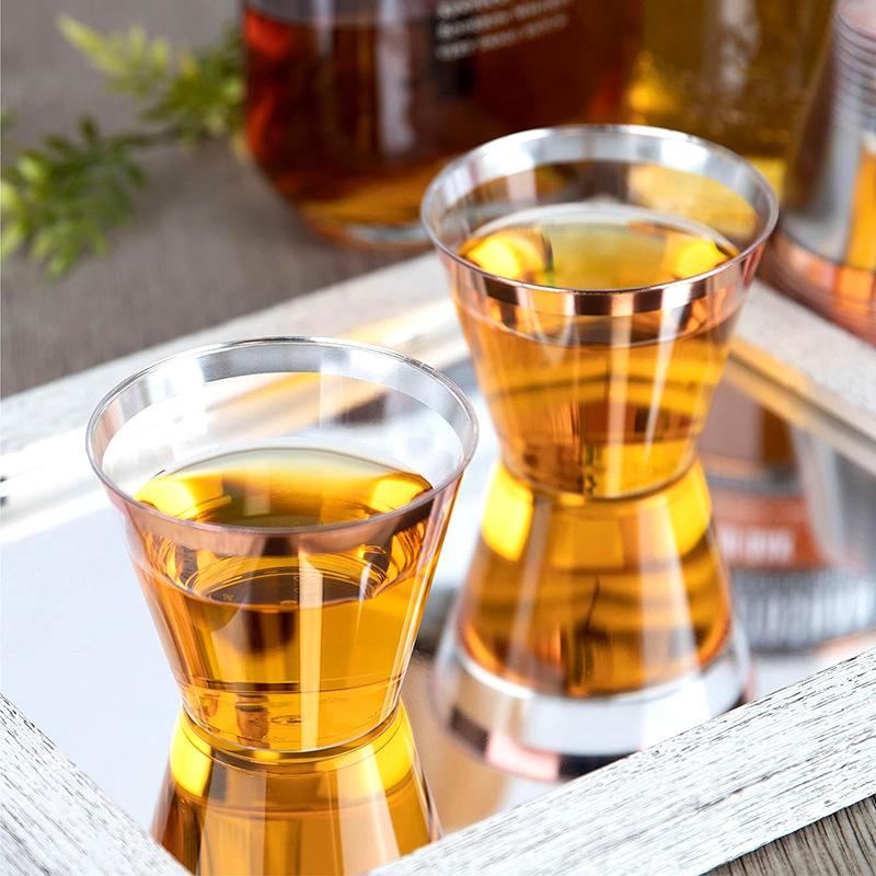 25PCS Disposable Champagne Clear Plastic Cup Outdoor Picnic Cup Drinking Cup for Parties Birthdays Weddings Cocktail Party