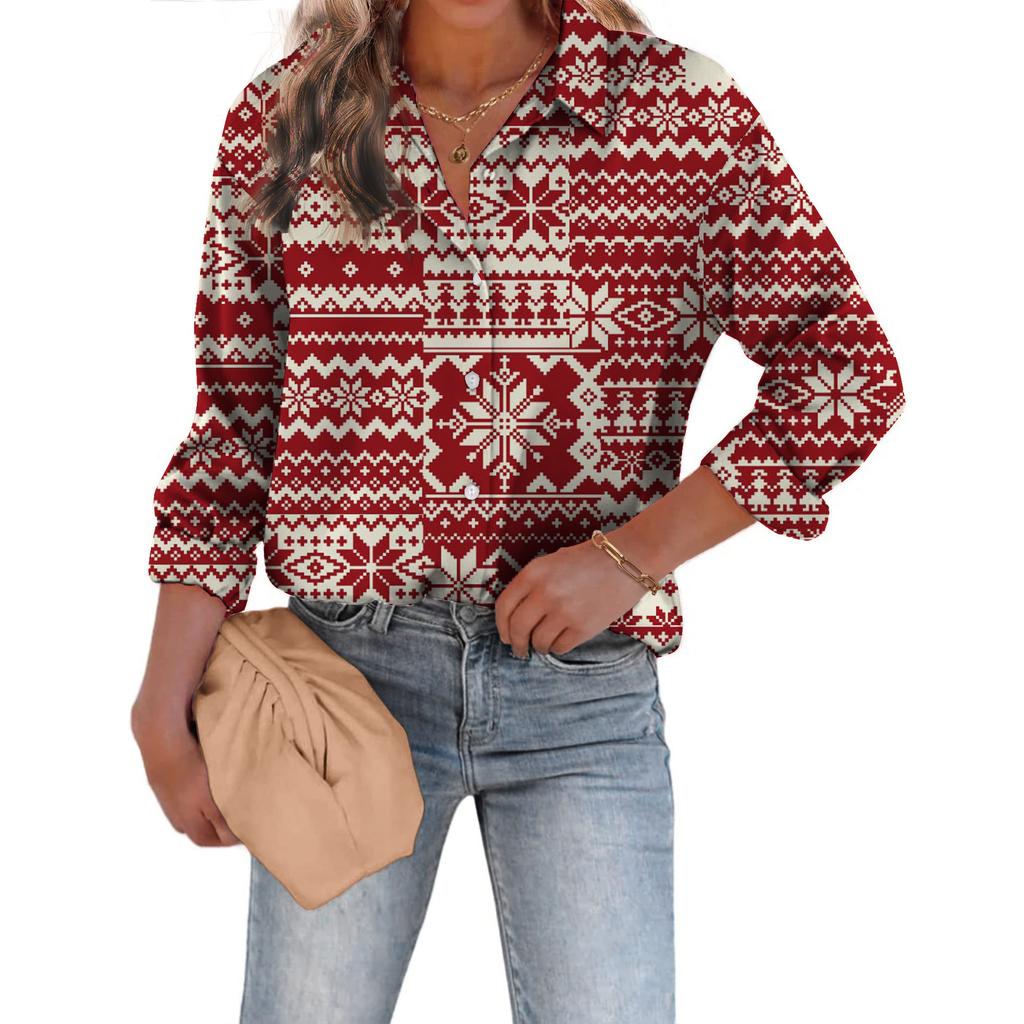 1116 Fashion European and American Shirts Spring and Autumn Loose Digital Printed Checked Cardigan Women's Shirt
