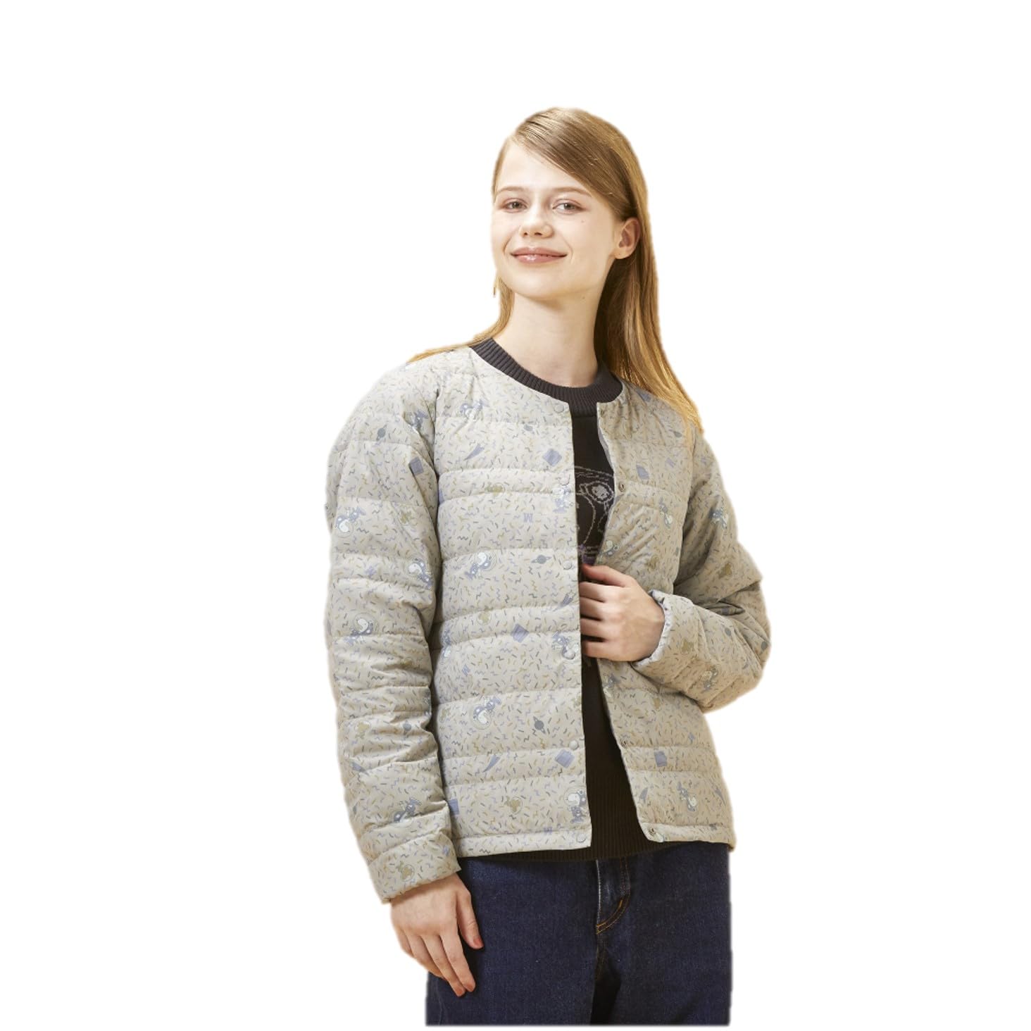 

Mizuno PEANUTS Breath Thermo Compact Down Snoopy and Woodstock with Storage B2MEBY50 Jacket, Design, Heat-Generating Material, Bag, Winter, Women s, бежевый