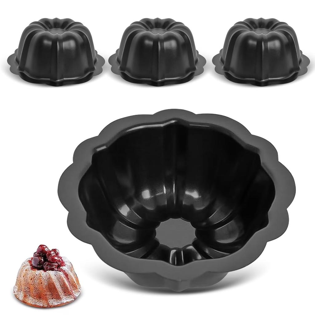 Cake Pans, 4 Inch Nonstick Carbon Steel Fluted Molds For Baking Cupcakes, Brownies, And Tarts