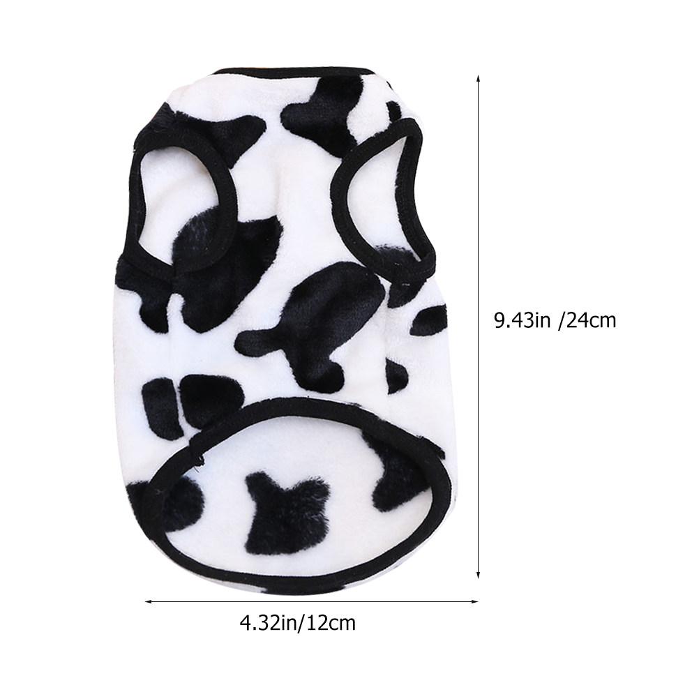 Pet Warm Vest Coral Fleece Dog Clothes Cow Prints Adorable Winter Dog Cat Costume Soft Comfortable Outdoor Wear