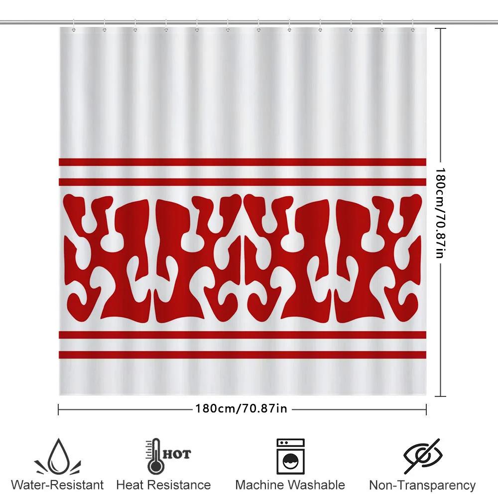 Modern Red White Shower Curtain Decorative Waterproof Bathroom Shower Door Panel Home Decoration (180X275Cm) Available On Aliexp