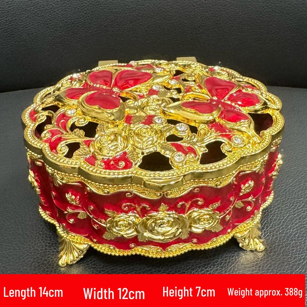 European Retro Luxury Princess Enamel Jewelry Box - Exquisite Metal Necklace Storage Box