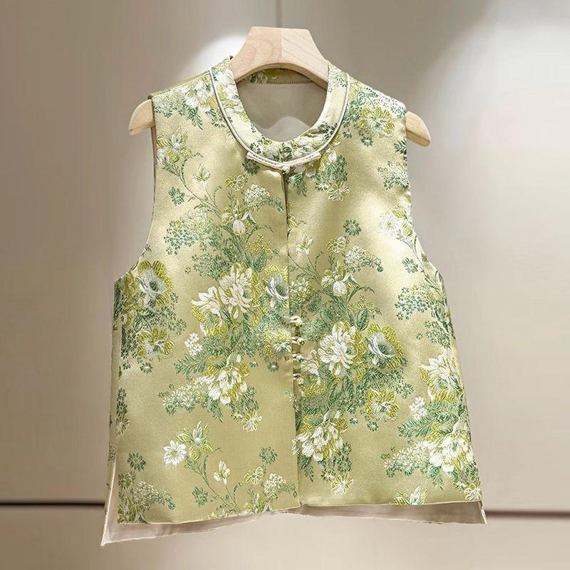 

Высококачественный женский жилет с дисковой застежкой, ретро-жаккардовый жилет, жилет, жилет, жилет, топ на весну и осень 3XL (recommended 138-75kg)