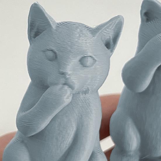 3D-gedruckte Katzenfigur Kätzchen Hören Sprechen Sehen Kein Böses Statue Miniatur Katzenornament Geschenk für Katzenliebhaber zur Schreibtisch-, Regal-, Schrankdekoration