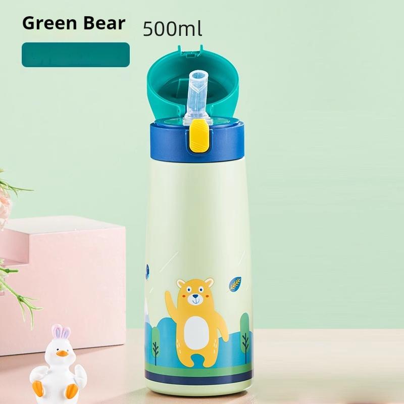 GIANXI Children Stainless Steel Straw Cup With Cover Cartoon Thermos Bottle Household Kitchen Water Bottle Coffee Thermal Mug