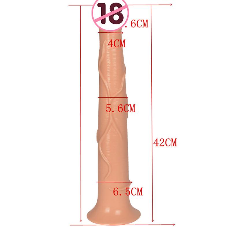 42 x 6,5 cm großer, schwarzer Pferdedildo, realistischer, stoßender Saugnapf, Silikon, große Dildos, teleskopisch