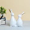 Cute White Rabbit Pair Showpiece – Decorative Bunny Figurines for Home, Bedroom, Living Room & Office Desk | Feng Shui Good Luck Gift,