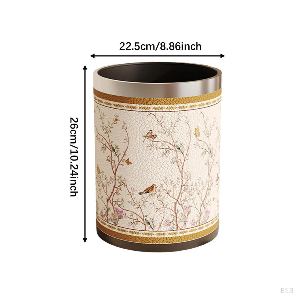 American Style PU Leather Wastebasket for Dorm and Bathroom