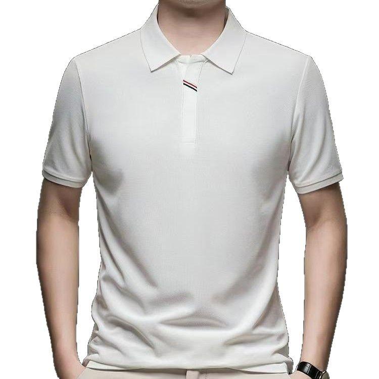 Machine Washable High-End Counter Quality Solid Color Short-Sleeved Knitted T-Shirt Polo Shirt High-End Feeling