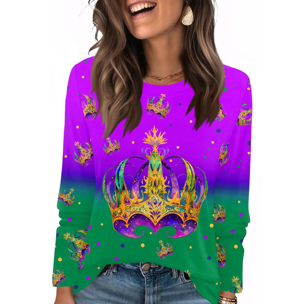 Langarmshirts für Damen, niedlicher Aufdruck, Grafik-T-Shirts, Blusen, lässig, Übergröße, Basic-Tops, Pullover