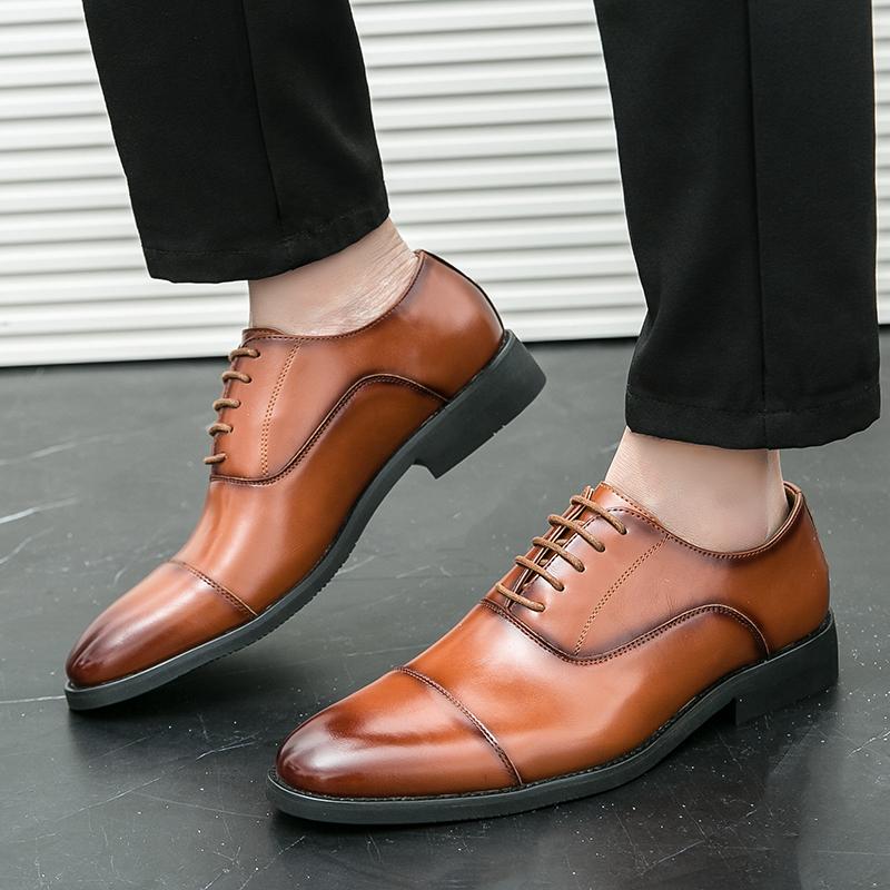 Luxury Men's Dress Shoes Classics Business Leather Shoes Banquet Party Dress Shoes Fashion Pointed Wedding Shoe Lace Up Oxfords