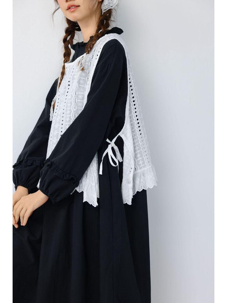 Women's Japanese Embroidered Cotton Lace Camisole Vest with Side Slits