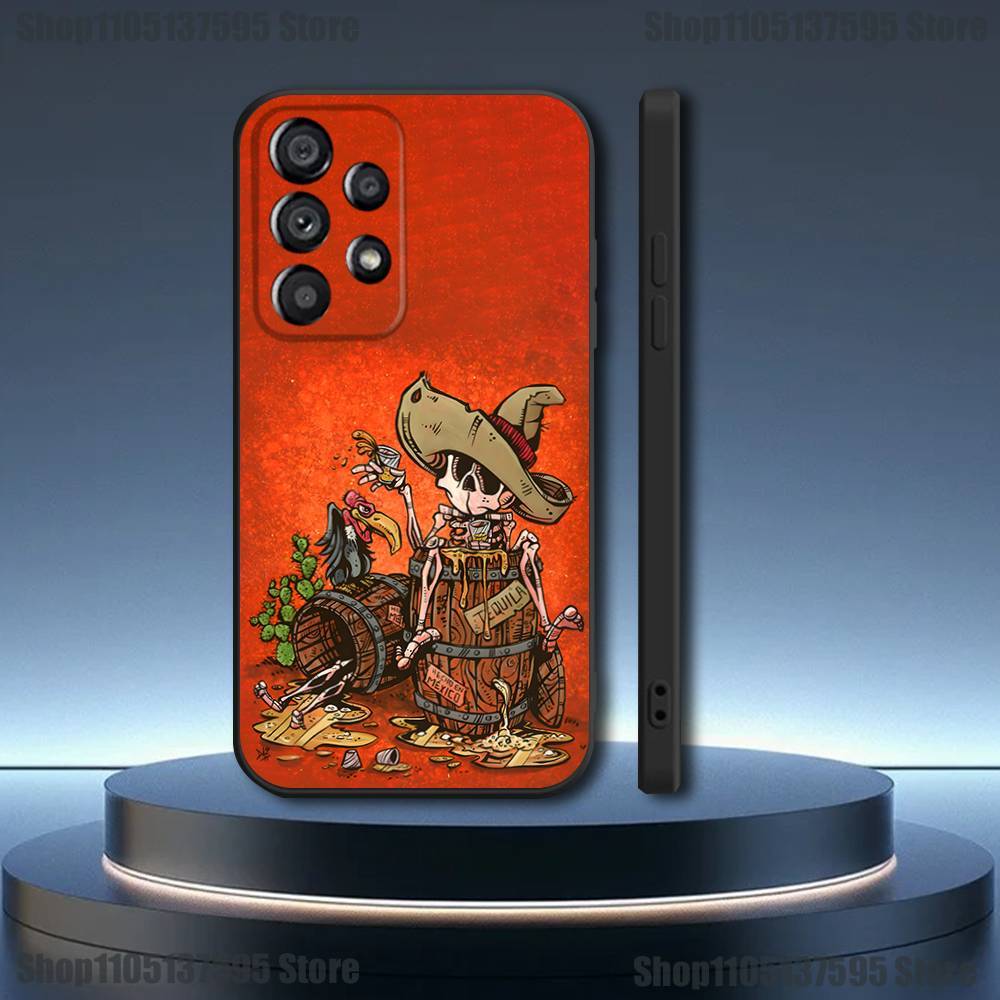 Day of the Dead Mexican Catrina Skull Phone Case For Samsung Galaxy A73,31,32,72,41,53,52,71,22,5G,Note,J7,8,9 Soft Black Cover