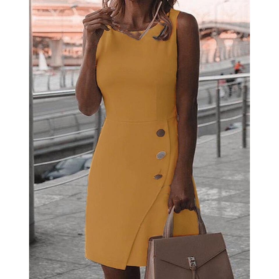 Summer Sleeveless Solid-color Elegant All-inclusive Dress