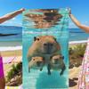 Capybara Swimming Diving Cute Print Beach Towel, Soft Lightweight for Travel Swimming Surfing Yoga Camping
