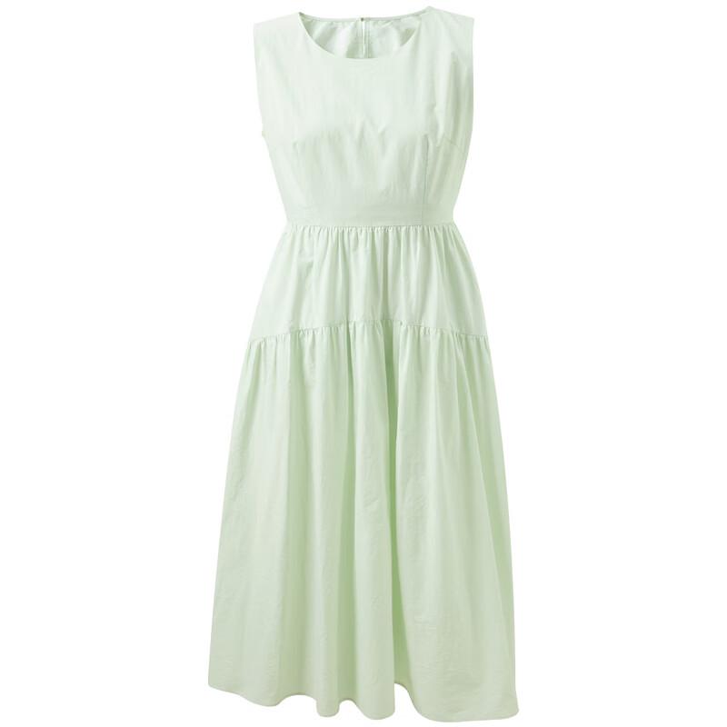 SanCai 2026 Summer Round Neck Sleeveless A-Line Cotton Dress