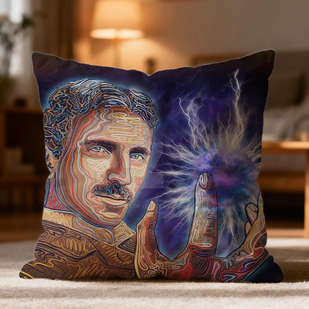 Popular NNikola Tesler Cushion Cover Soft Washable Pillow Case Multi-Scene for Couch Bed Travel Office Use
