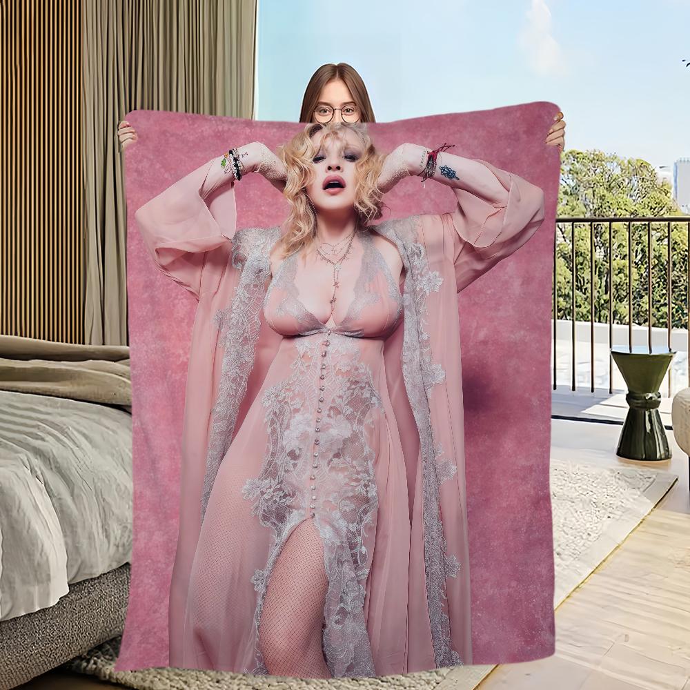 Singer M-Madonna Pink Lingerie Blanket Flannel warm comfort soft plush blanket For Picnic Beds Sofas Homes And Bedrooms