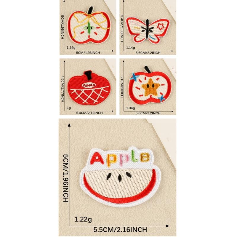 Fruit Embroidered Iron On Fabric Patches Adhesive Embroidery Appliques for Jackets Bag Hat Clothing Embellishments