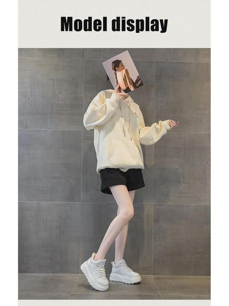 Damskie stylowe białe sneakersy high-top na grubej podeszwie - Kolekcja Jesień/Zima 2025