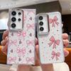 Pink Bowknots Print Case For Samsung S26 S25 Ultra S24 FE S23 Plus S22 S21 A15 A16 A17 A35 A36 A37 A54 A55 A56 A57 5G Plating Lens Soft Cover