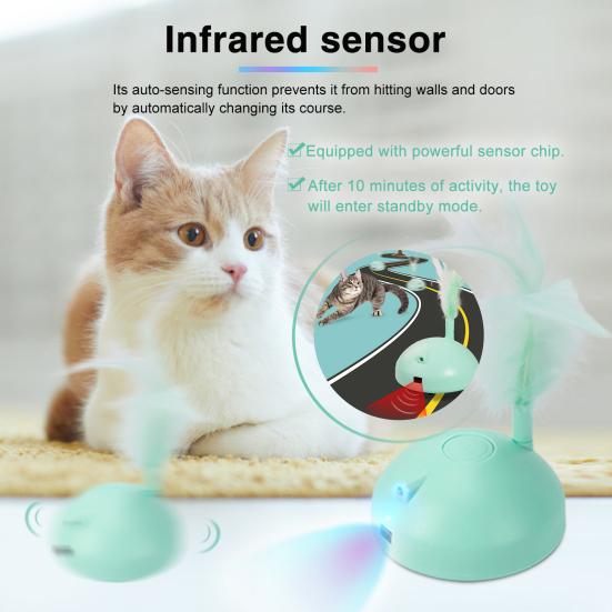 Cats Interactive Toy Automatic Intelligent Car USB Charging LED Indoor Kitten Toy