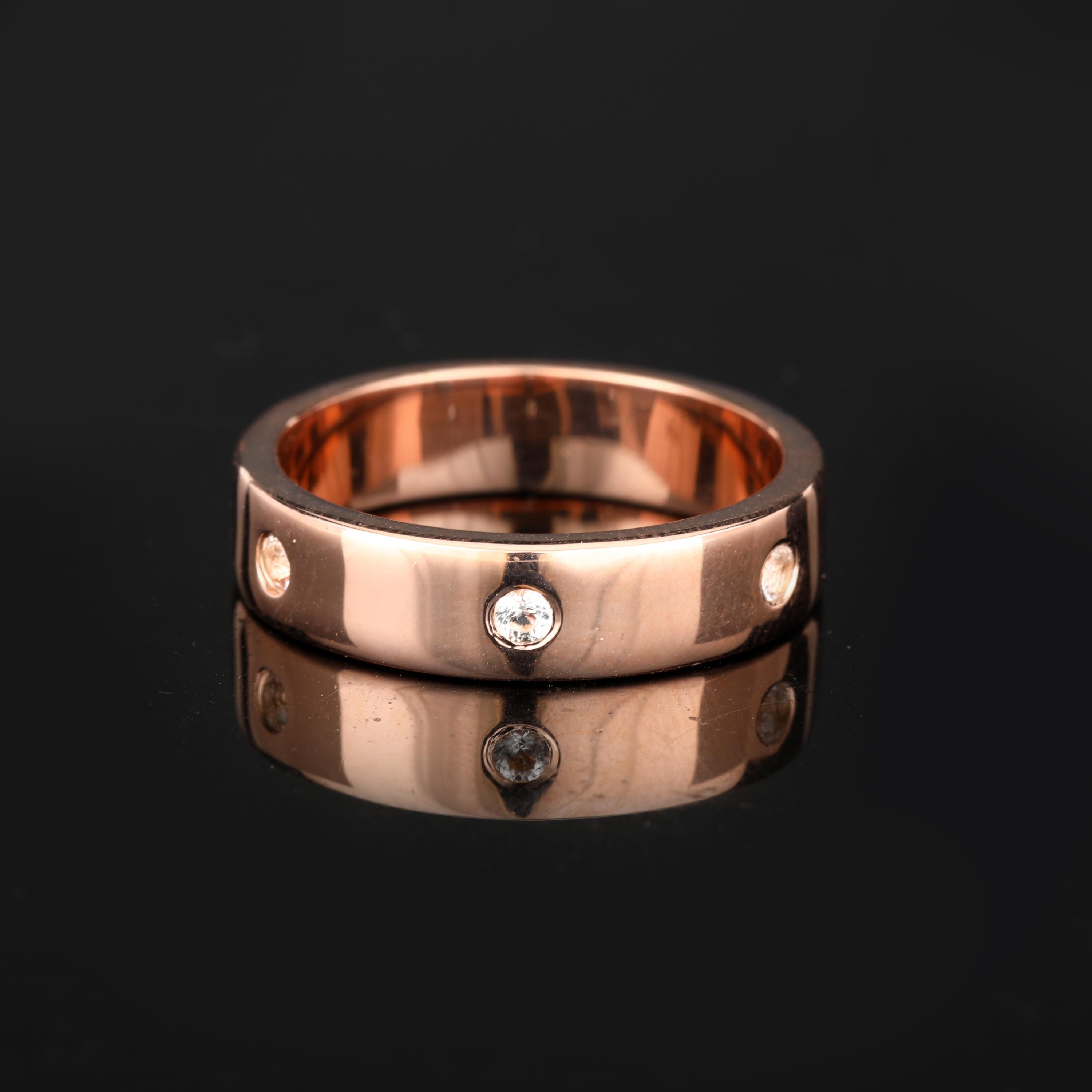 

925 Sterling Silver Rose Gold Plated Ring with White Topaz Round 2.00mm 3 Stone Elegant Minimalist Women Jewelry Gift All Size Available рожевий