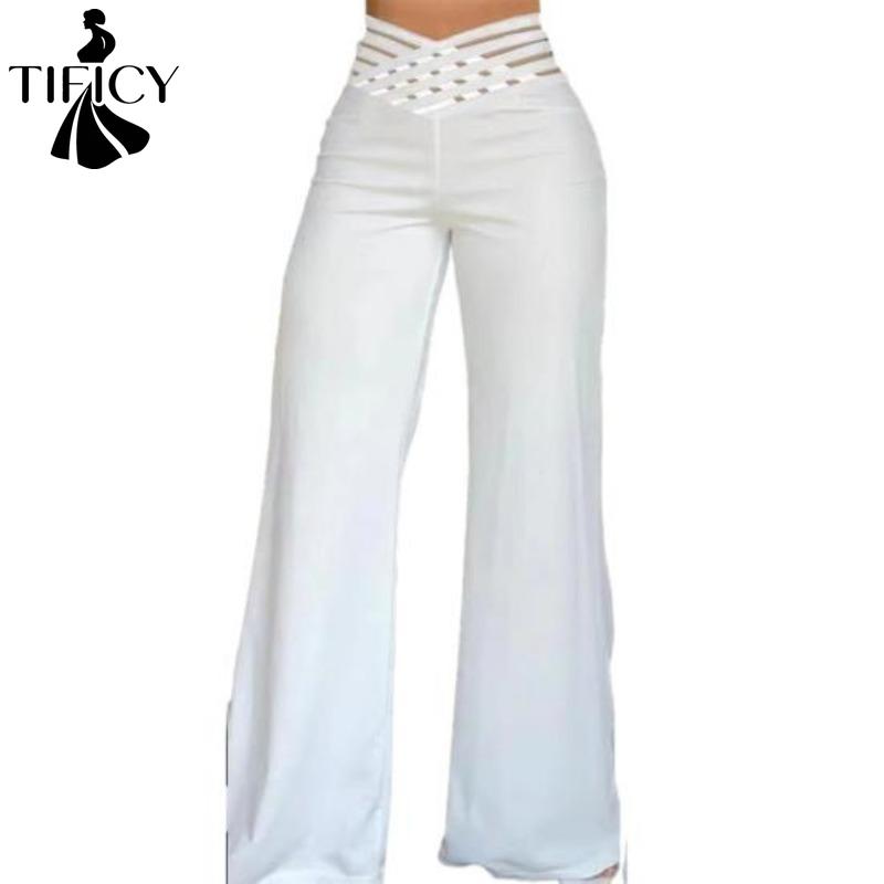 Women's Fashion Summer Spring Autumn Casual Solid Color Print High Waist Trousers Pants & Capris