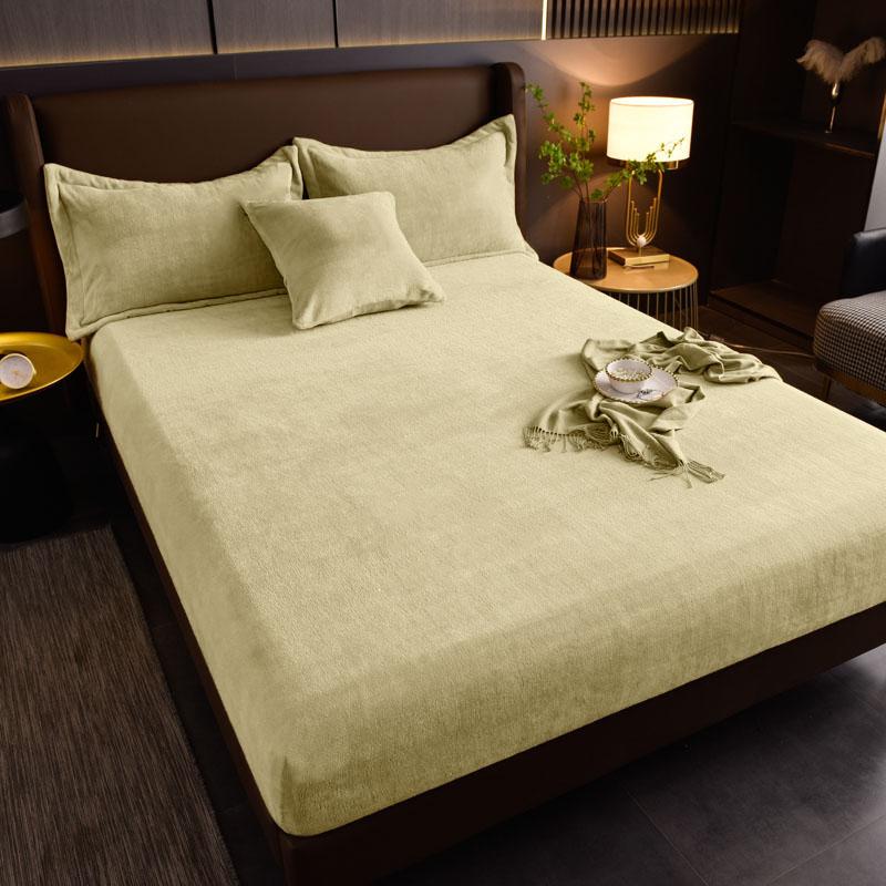 

Velvet Mattress Cover Bed Sheet Pad Protector Winter Warm Soft King Queen Quilted Bed Fitted Sheet 140/150/160/180x200cm Decor Only Pillowcase